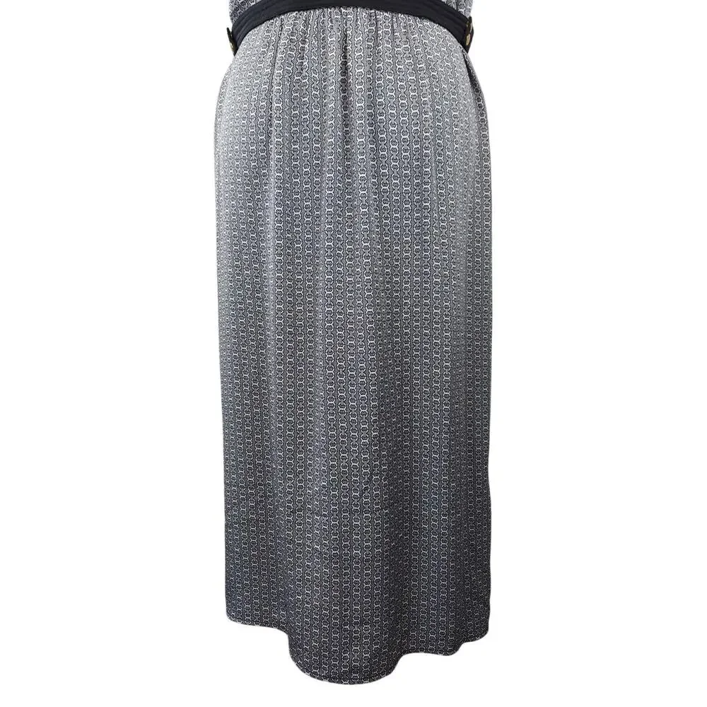 Tory Burch Blue Gemini Link Rampling Silk Belted Sleeveless Midi Dress Size 8